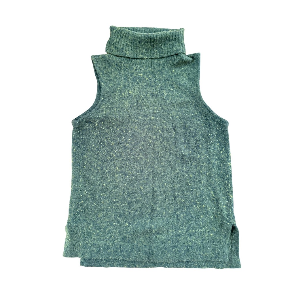 J.Crew Mercantile Sweater Women L Green Good Marled Wool Blend Turtleneck Vest
